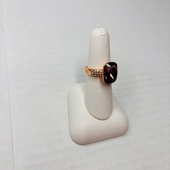 SWAROVSKI Amethyst Crystal Gold Ring Size 6 - Picture 4 of 8
